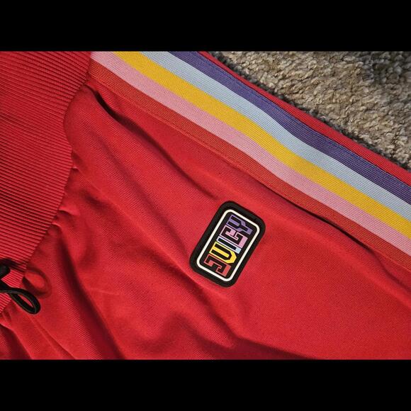 Juicy Couture Red Track Pants with Rainbow Stripes - Picture 4 of 9